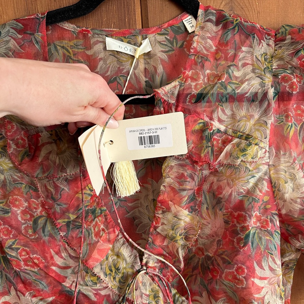 Doen Sheer Floral Maxi Dress in Rust and Green - Picture 4 of 4